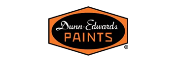 Dunn-Edwards Paints logo. Orange and black hexagon with company name.