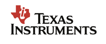 Texas Instruments logo in red and black on a white background