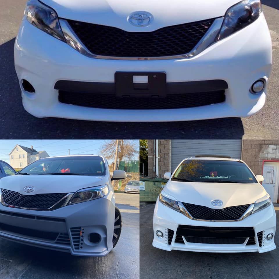 White car with new bumper