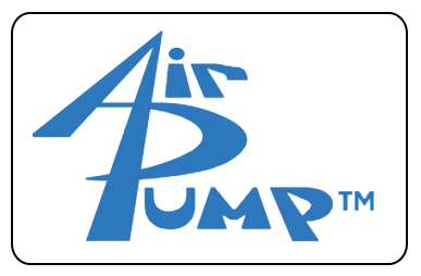 Blue Air Pump logo with stylized lettering and TM symbol inside a rounded rectangle
