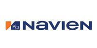 Navien logo in navy blue and orange on a white background
