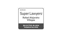 A 2024 Super Lawyers badge featuring the name Rafael Alejandro Villegas.