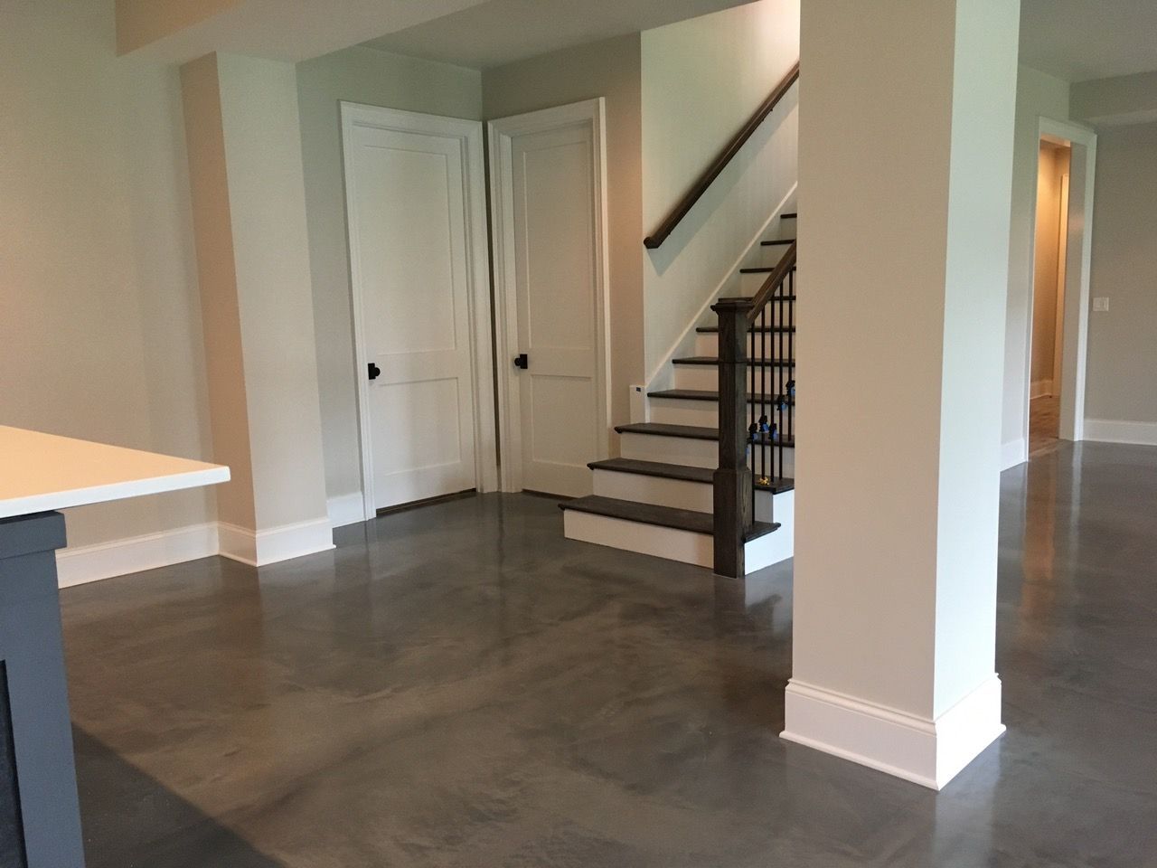 there is a staircase in the middle of the room