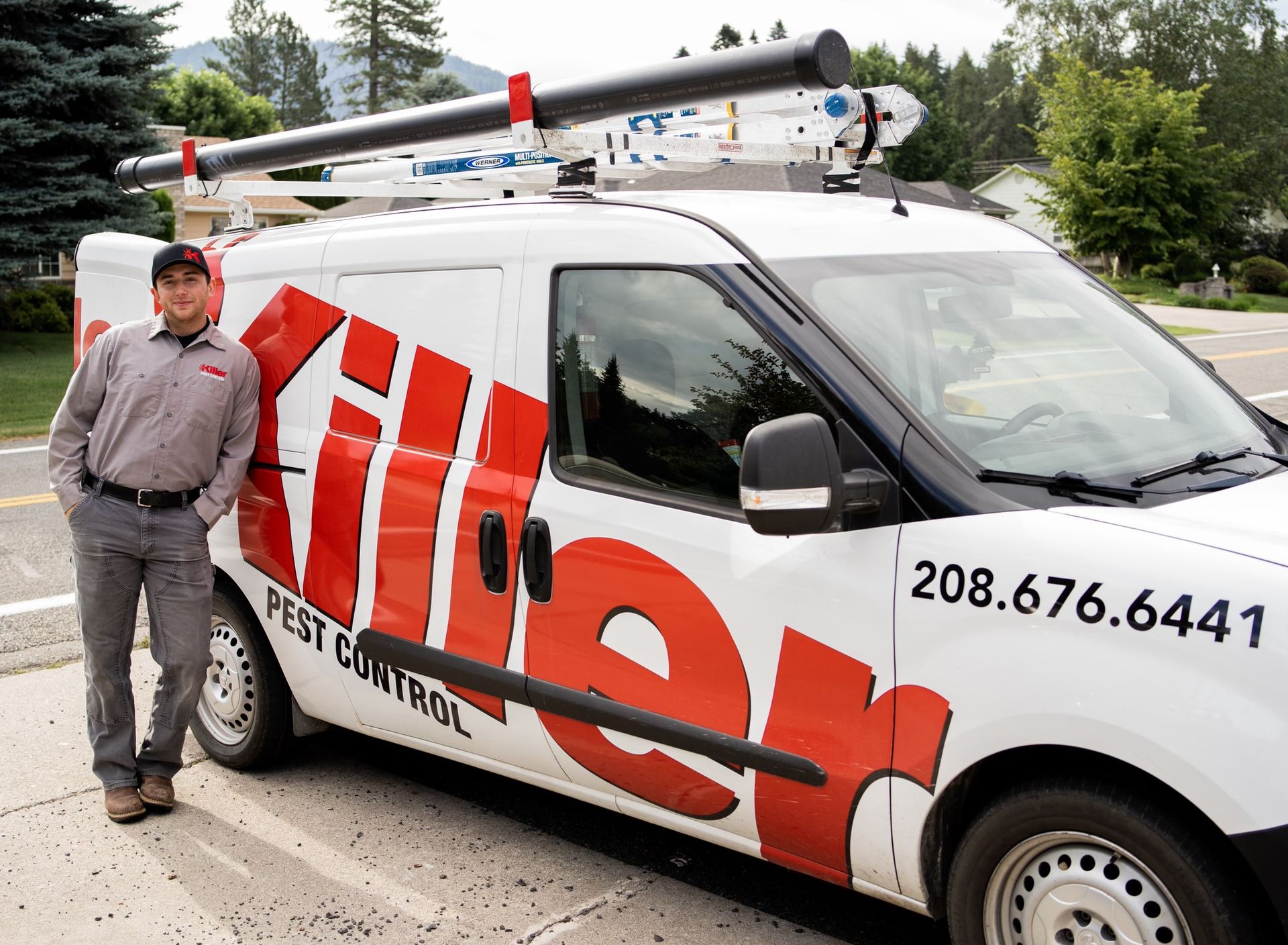 Jaden next to the service truck