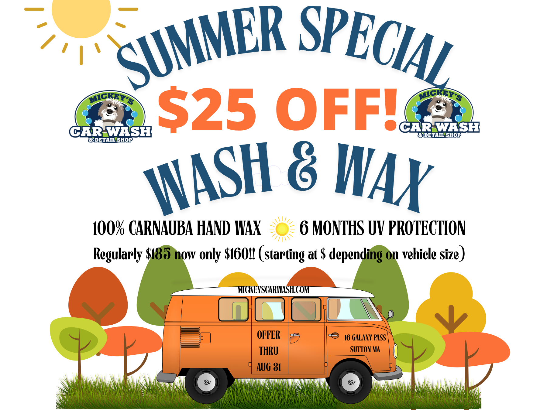 An advertisement for a summer special on wash and wax