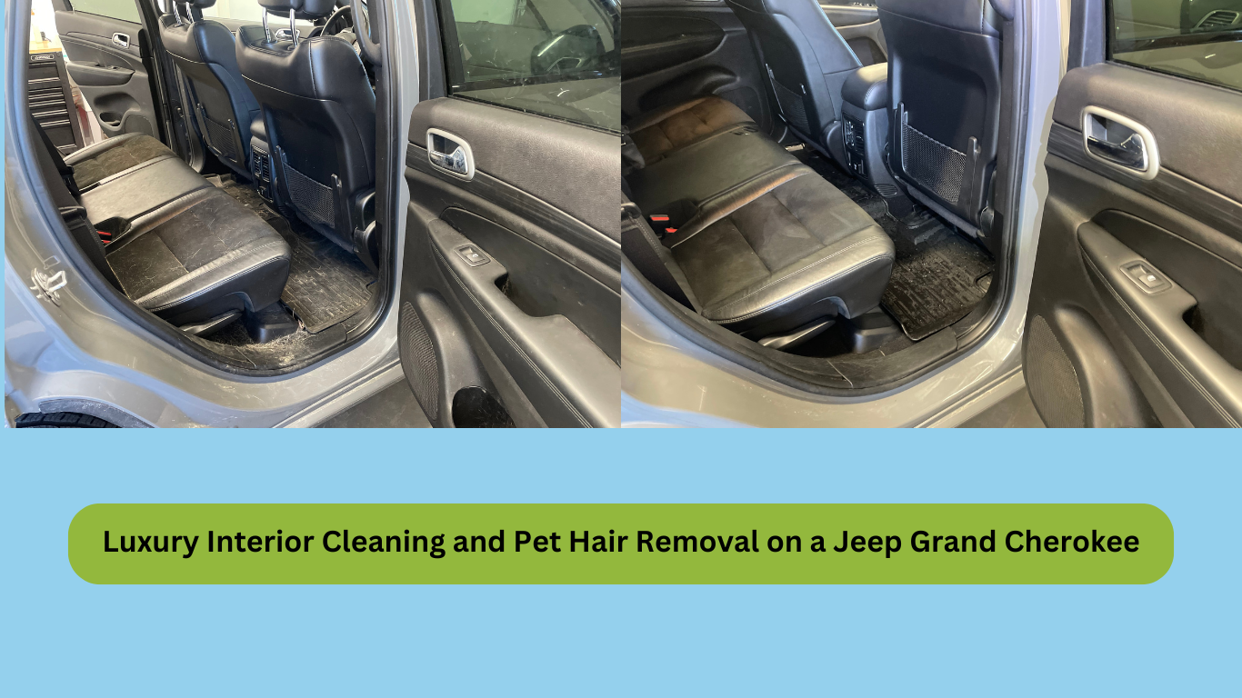A jeep grand cherokee interior cleaning and pet hair removal.