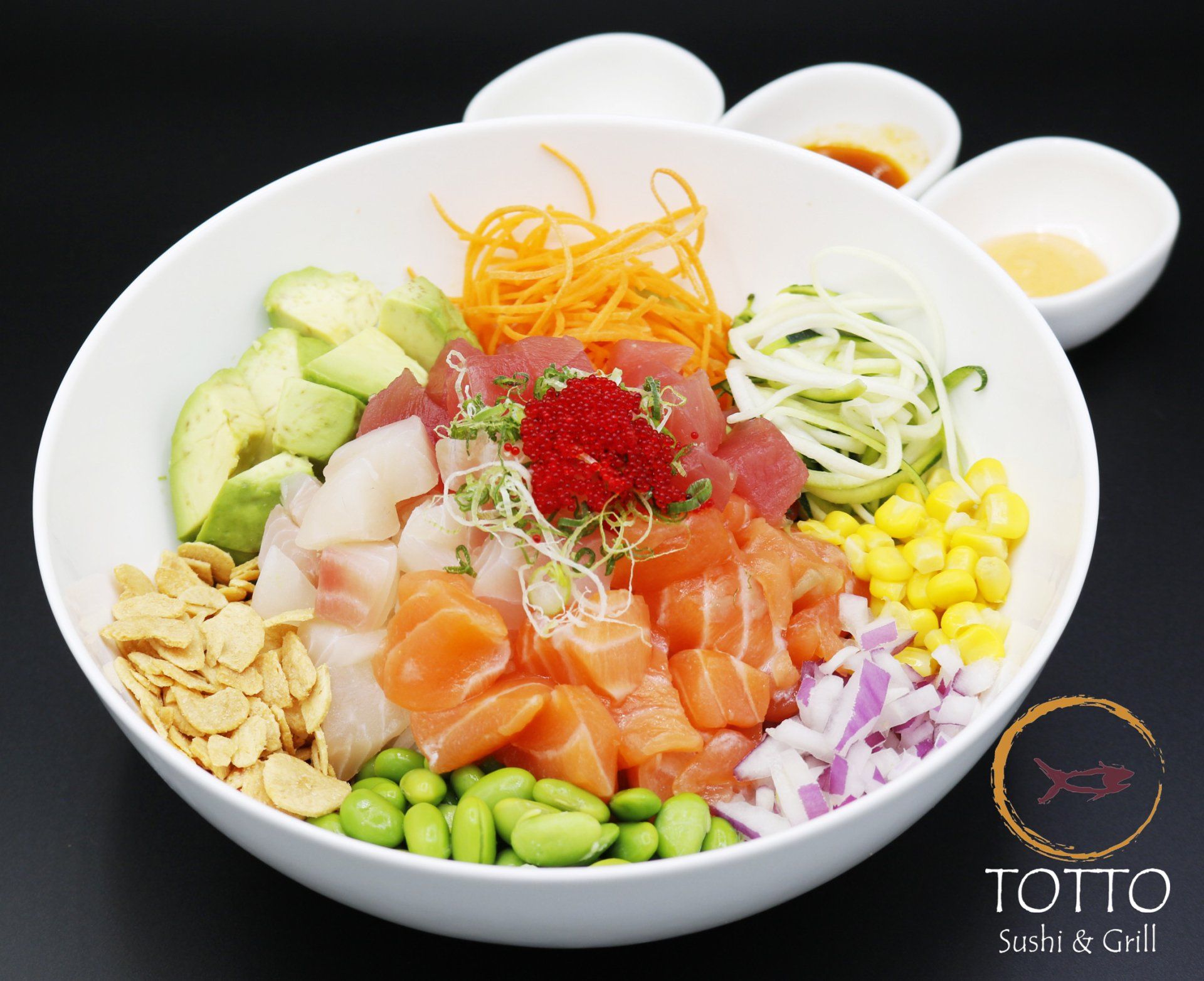 A bowl of food from totto sushi and grill