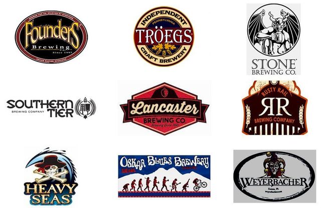 Founders Brewing, Lindeman's, Franziskaner Weissbier, Southern Tier, Lancaster Brewing Co., Rusty Rail Brewing Company, Heavy Seas, Oskar Blues Brewery, Weyerbacher