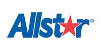 Allstar logo in blue and red, with a red star replacing the letter “a”
