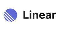 Linear logo: blue circle with diagonal white stripes and black “Linear” text