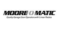 MOORE-O-MATIC logo with the tagline “Quality Garage Door Operators with Linear Radios”