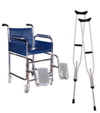 crutches and a wheelchair