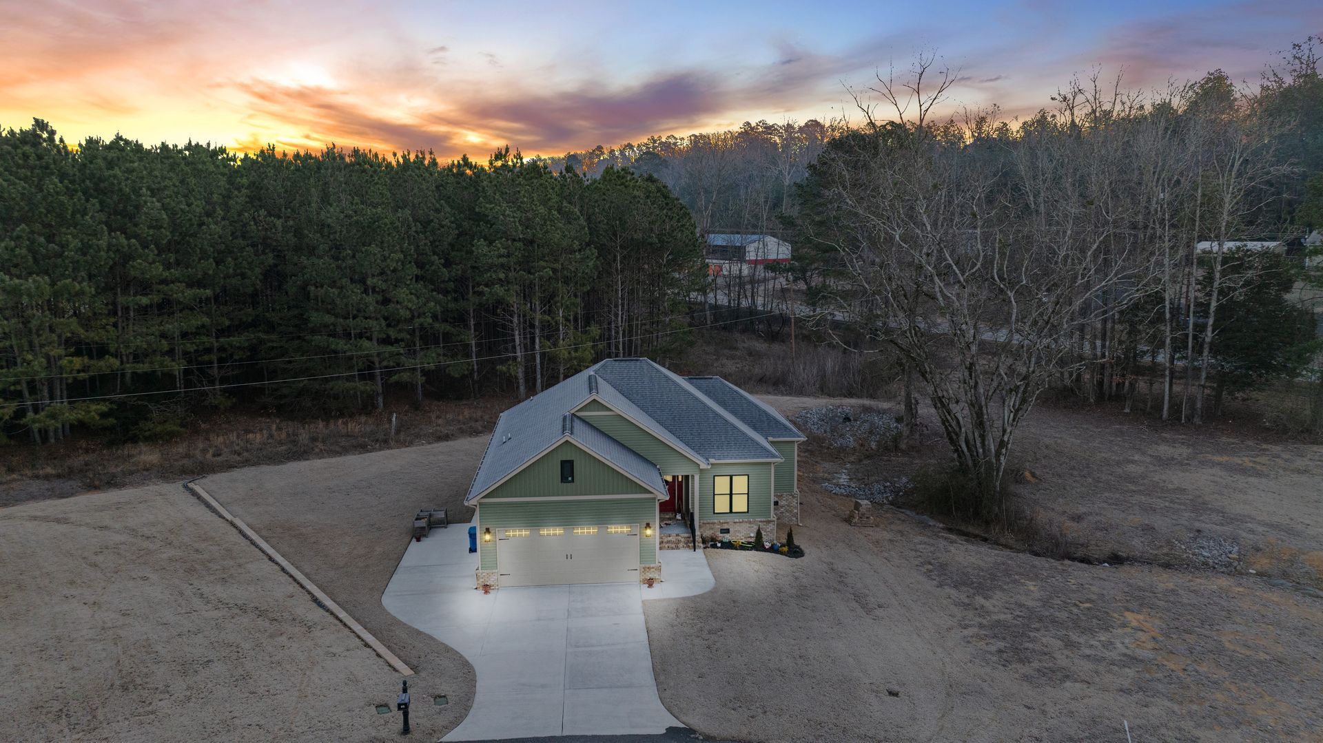 An aerial view of a green house