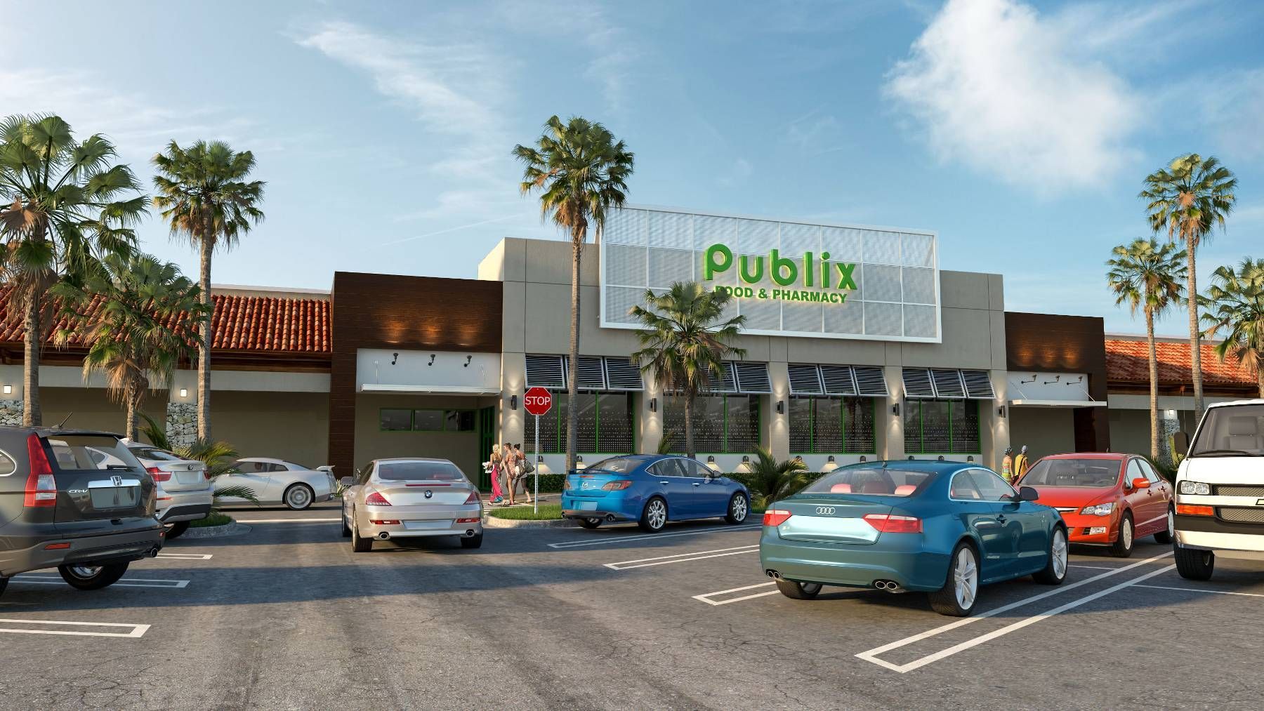 A Publix grocery store with cars parked in front of it