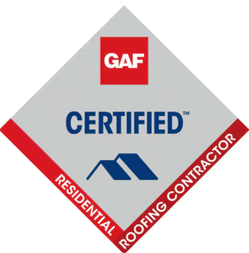 A logo for a certified residential roofing contractor