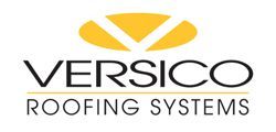 Versico Roofing Systems logo with black text and a yellow abstract roof icon.