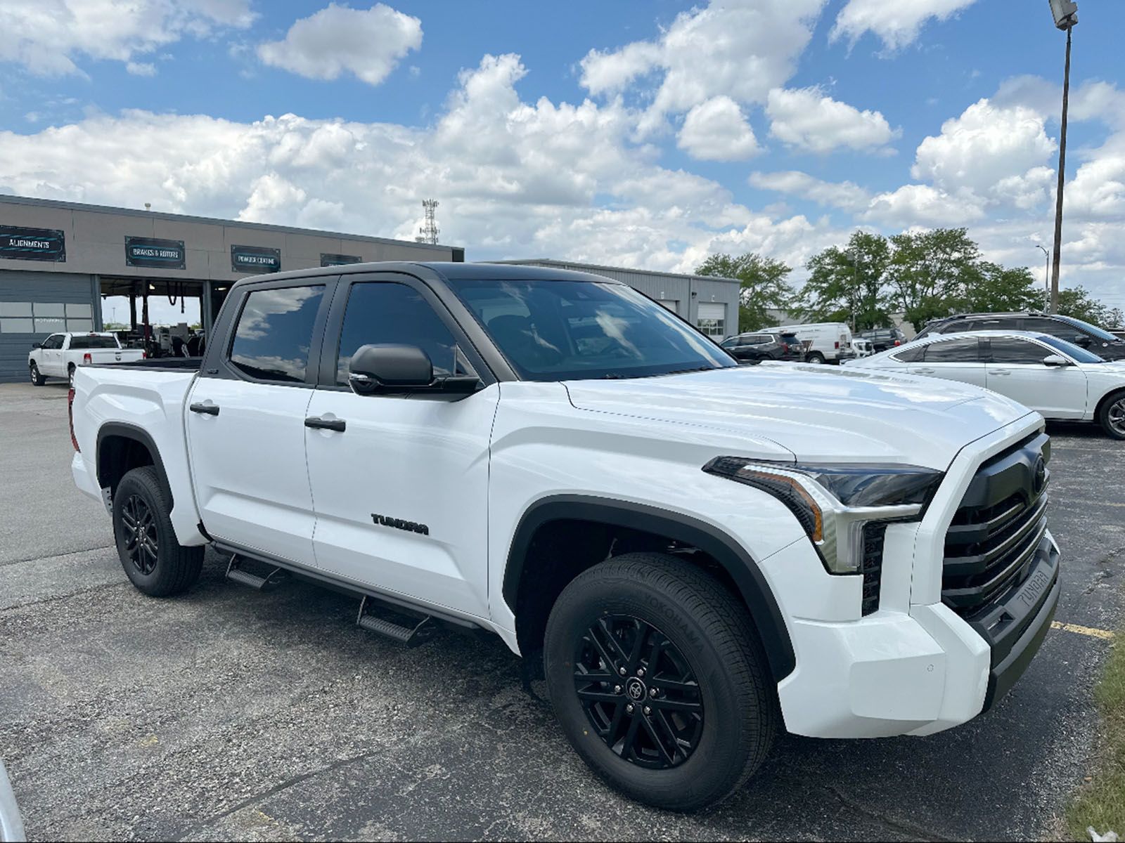 An elegant white truck