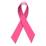 A pink breast cancer ribbon on a white background