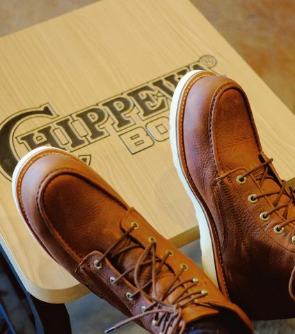 Pair of Chippewa moc toe boots