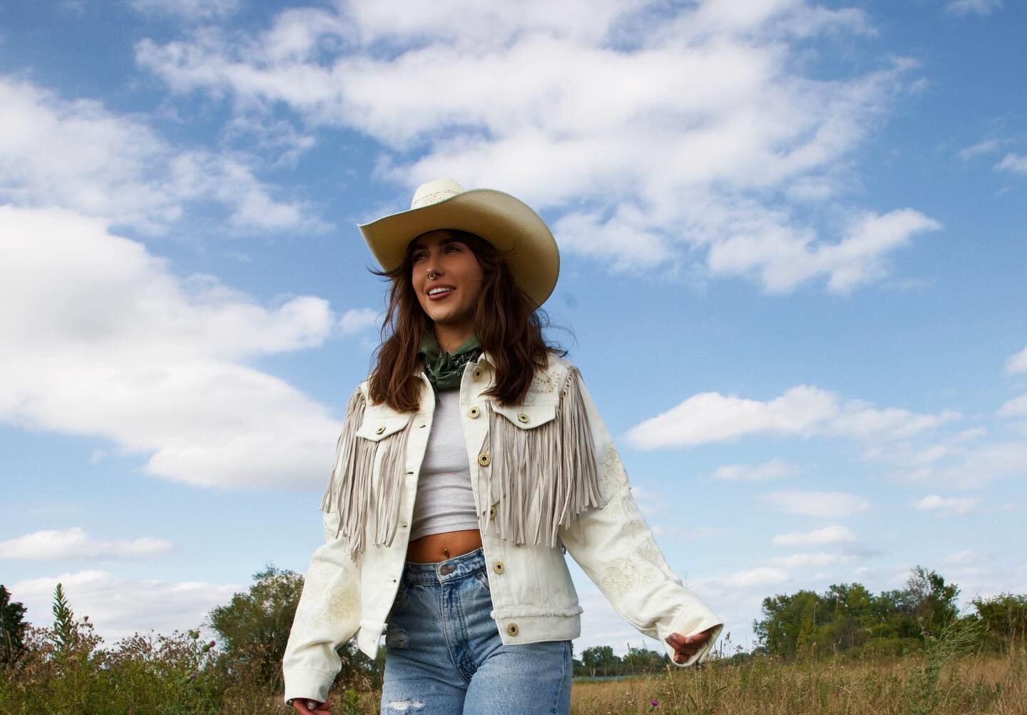 Stetson Straw Cowboy Hat and Fringe Jacket