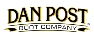 Dan Post Boot Company logo. Black and gold text on white background.