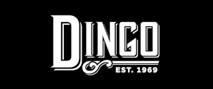 Dingo logo in white on a black background. Includes the word