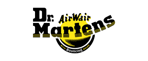 Dr. Martens logo with black text over a yellow circle and black border.