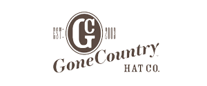 Logo for Gone Country Hat Co. with brown and white text.