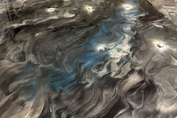 A close-up of a marbled floor