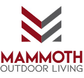 Mammoth Outdoor Living logo with stylized "M" symbol in red and gray above text.