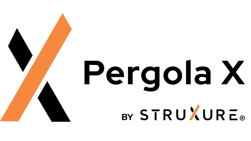 Logo for Pergola X by StruXure: stylized orange and black