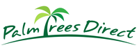 Palm Trees Direct logo with green palm trees and script text on a white background