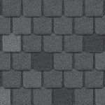 Dark gray asphalt roof shingles in a repeating pattern.
