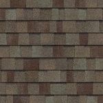 Brown asphalt roof shingles.