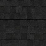 Black asphalt roof shingles in a grid pattern.