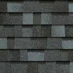 Gray and black asphalt shingles.