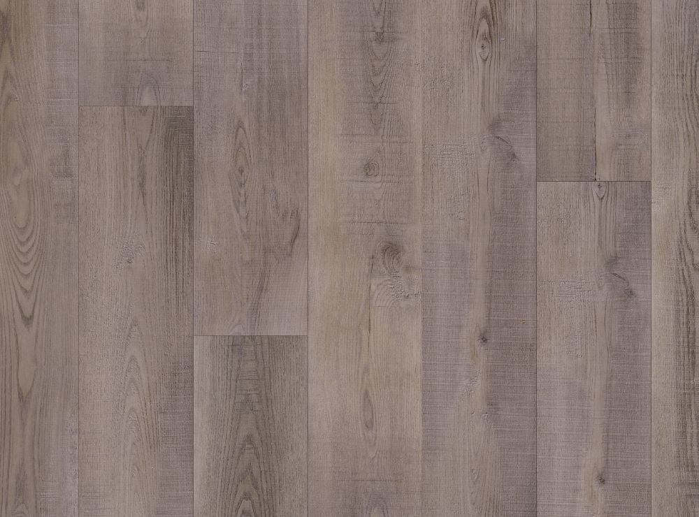 Wooden floorboards in shades of gray and brown.