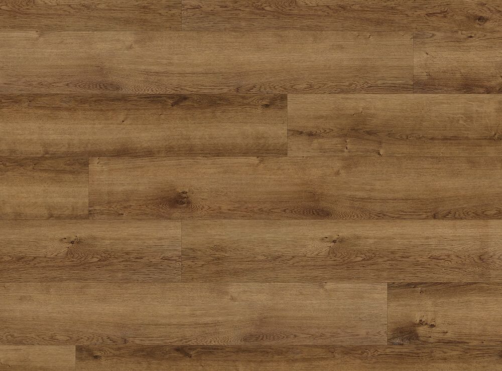 Wood-look flooring in shades of brown and tan, with a grain pattern.