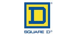 Square D logo: Blue square with yellow interior, a blue