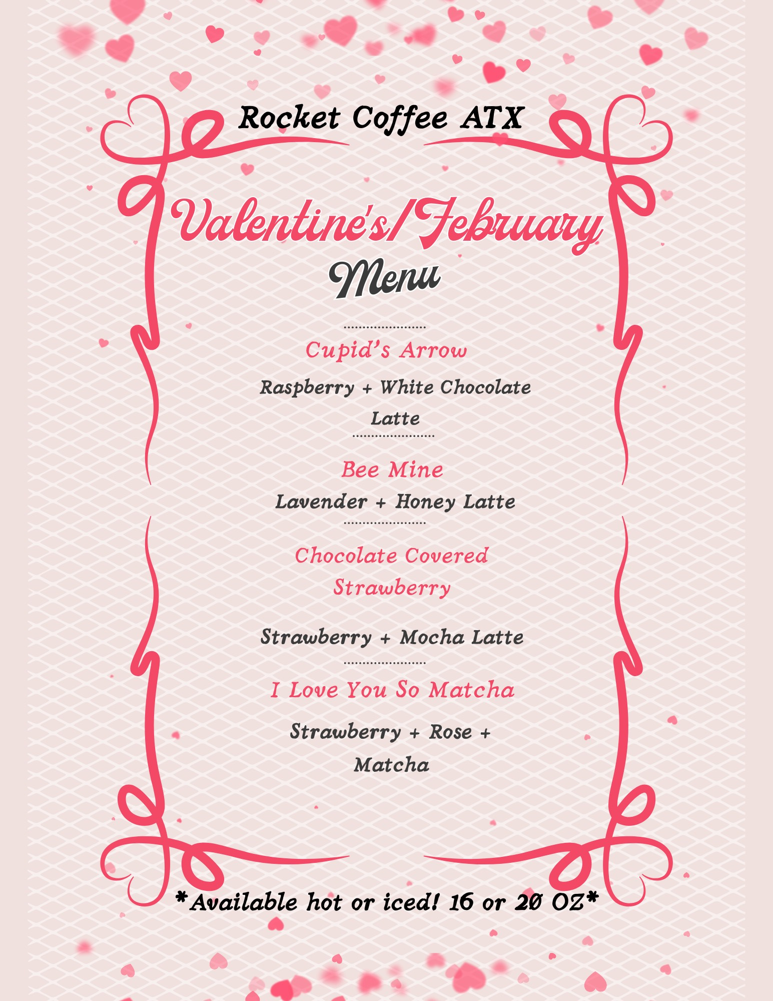 Valentine's Day drink menu