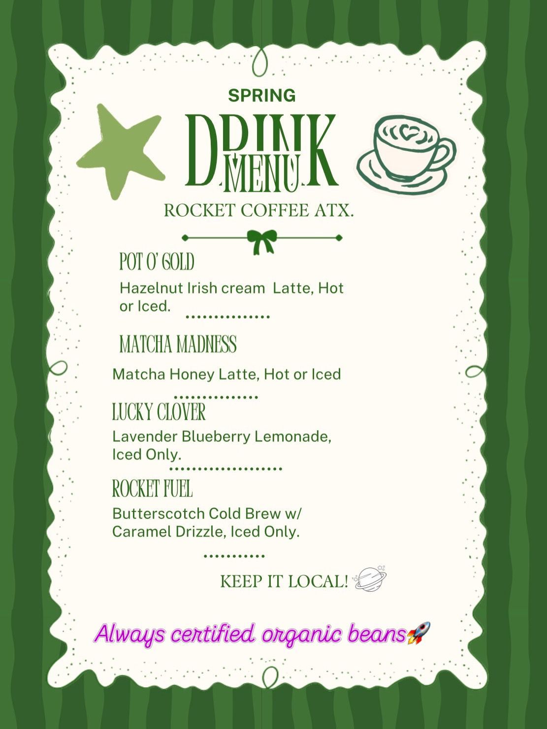 Spring drink menu
