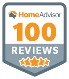 HomeAdvisor badge: 100 reviews, orange number, 3-star rating.