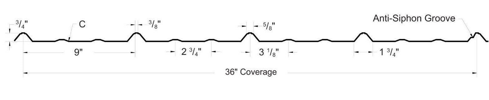 A black and white drawing of a roof with measurements on a white background.