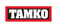 TAMKO logo in bold white letters on a red and black background