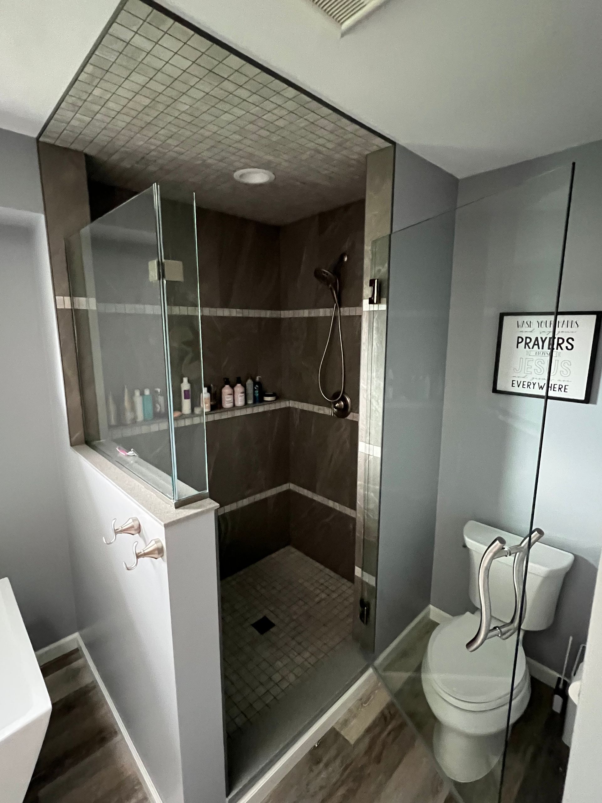 Bathroom with a glass shower