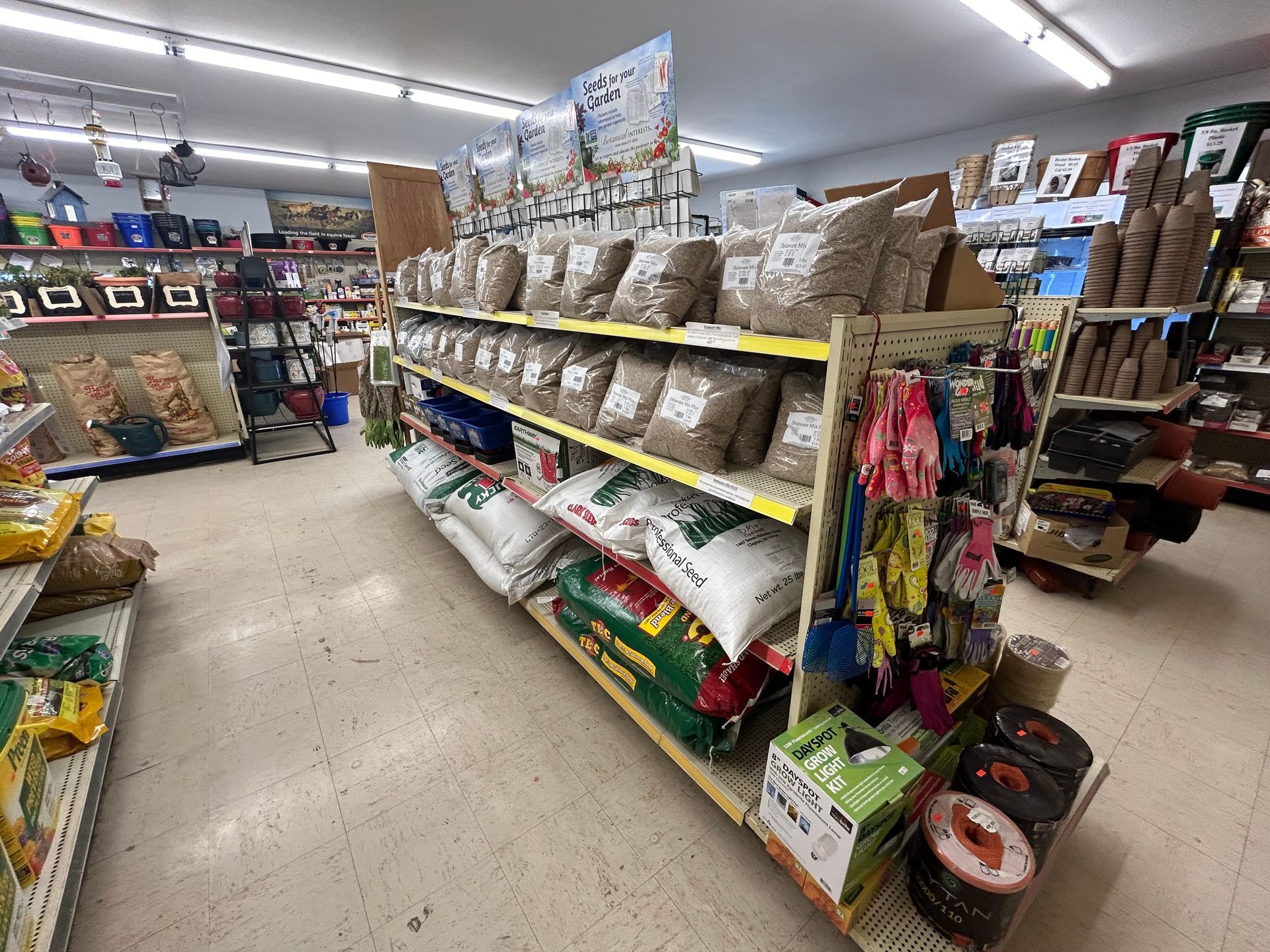 A store filled with shelves filled with bags of food