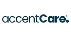 AccentCare logo in dark teal and black on a white background