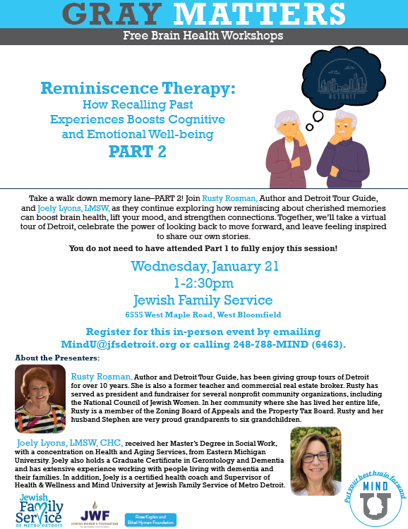 Flyer for Reminiscence Therapy.