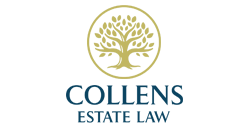 Collens Estate Law logo with gold tree emblem and navy text on white background