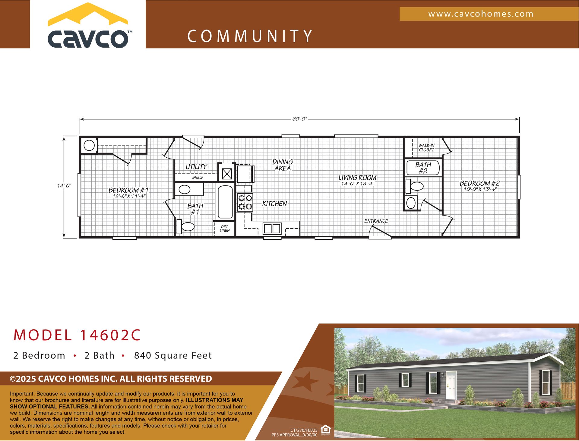 14x60 Community floor plan